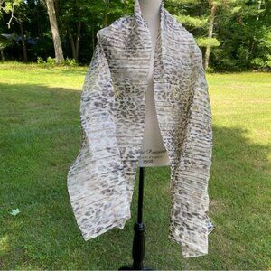SCARF WOMENS ACCESSORY GOLD METALLIC BLACK ANIMAL LEOPARD PRINT ACCORDION PLEAT